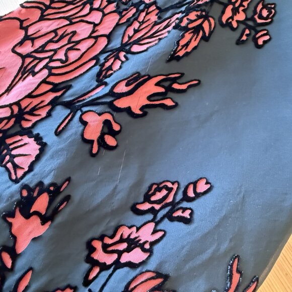 Cache Maxi Dress Dress Black Red Floral Asymmetrical Fairy Y2K Velvet Burnout 2 - Picture 8 of 10